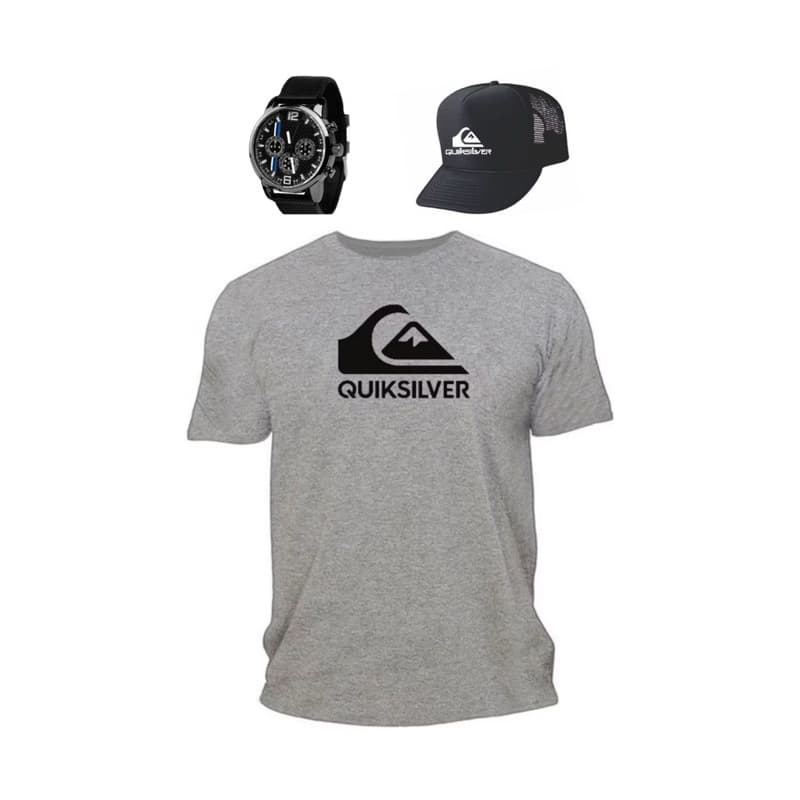 Kit Camisetas Premium Casual estampada+boné+relógio