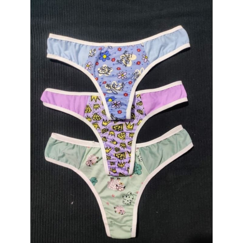 Calcinhas Femininas Básica Estampada Tanga Lateral Confortável Com Forro de Algodão kit com 6 peças
