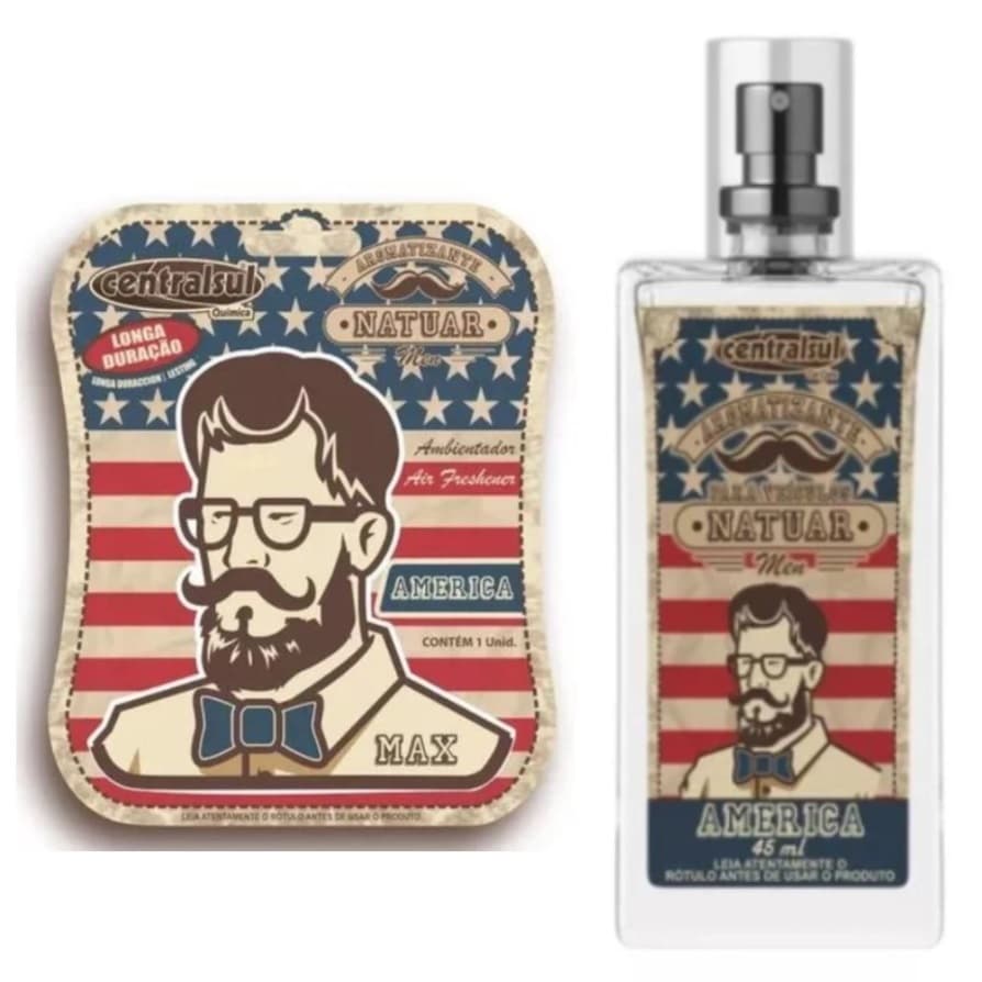 Centrasul Kit América Aromatizante Miniatura Men e Perfume Automotivo Odorizador