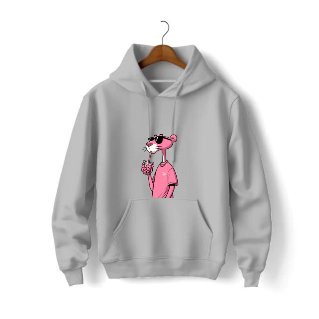 Moletom Canguru / Jaqueta Com Bolso Unisex Estampado Pantera Cor De Rosa 100% Algodão