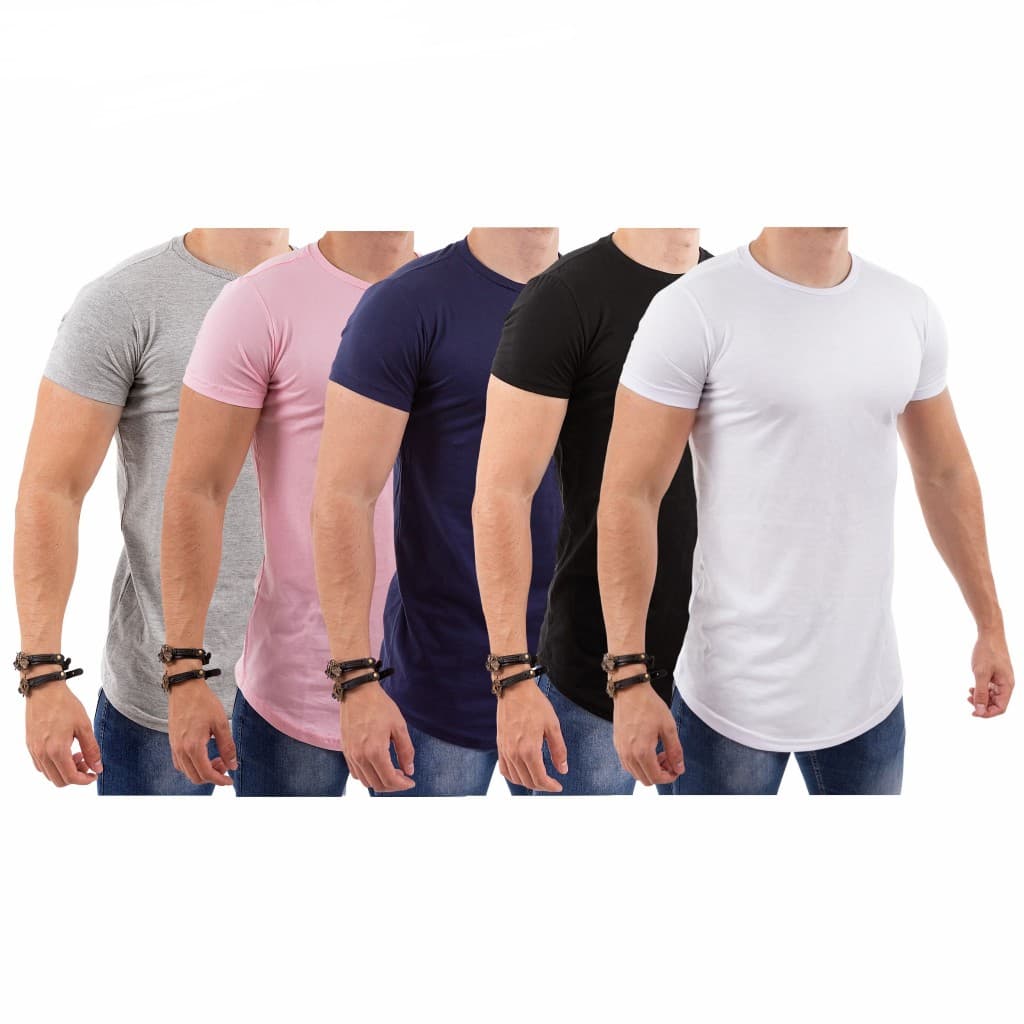 Kit C/5 Camisetas Camisas Masculinas Long Line Oversized 100% Algodão Premium Ótima Qualidade