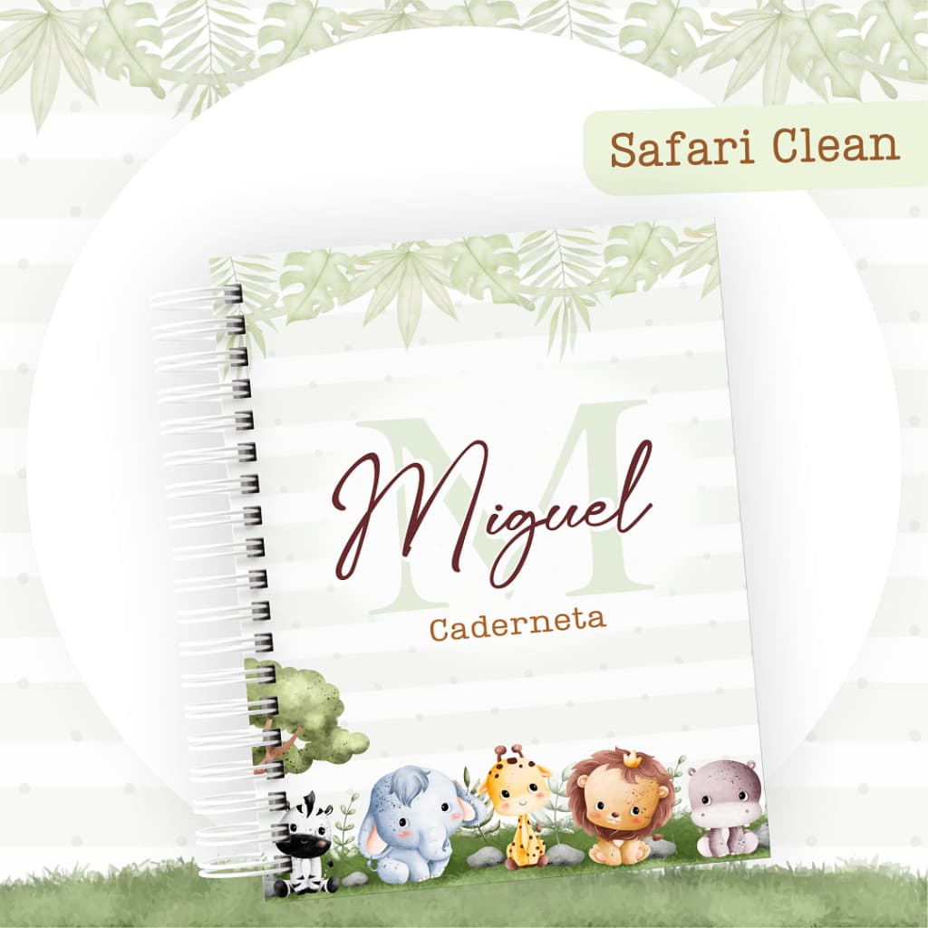 Caderneta de Vacina/Saude e Livro do Bebê Personalizados - Safari