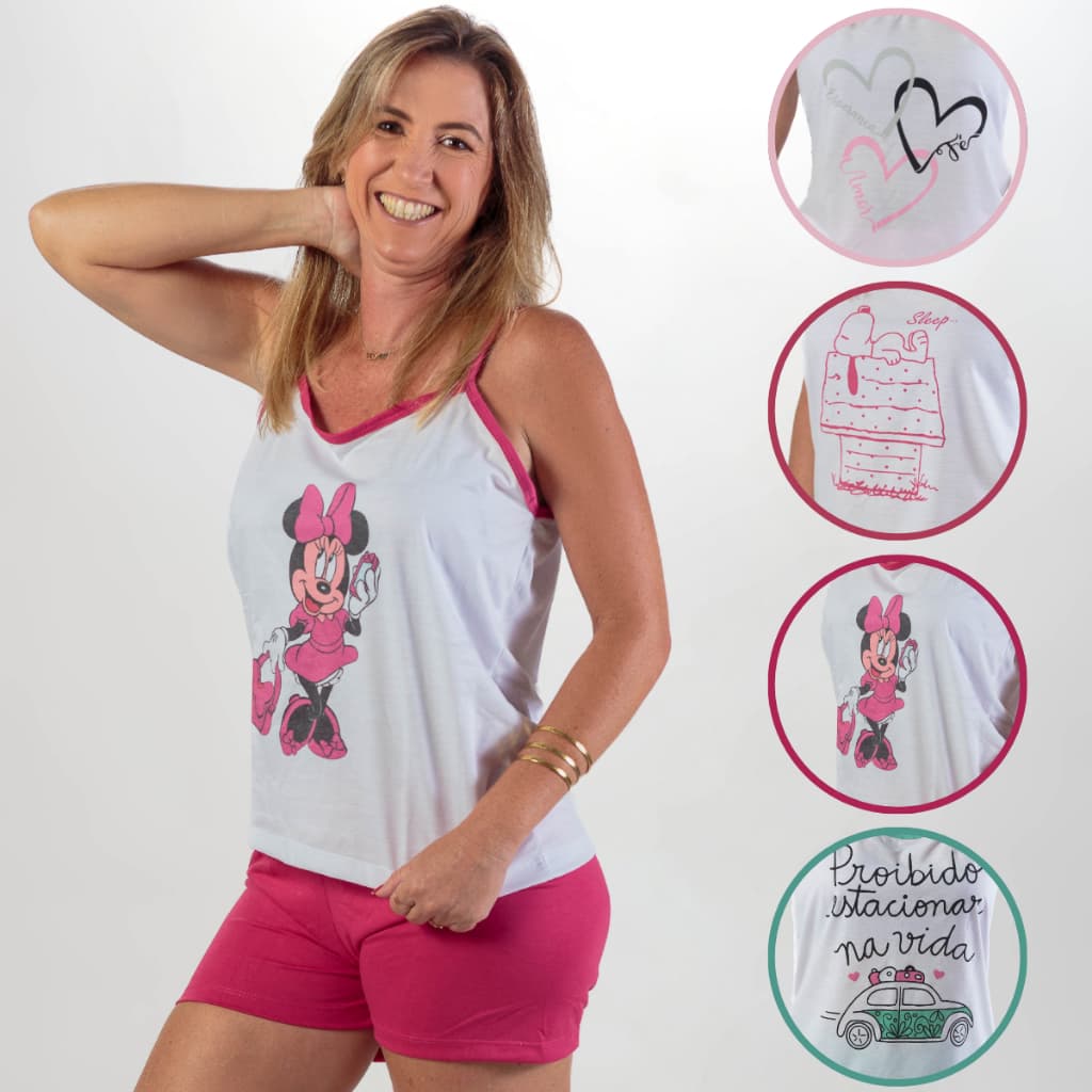 Pijama Feminino Verão Adulto De Alcinha Short Doll E Baby Dool Roupa Para Dormir Feminina