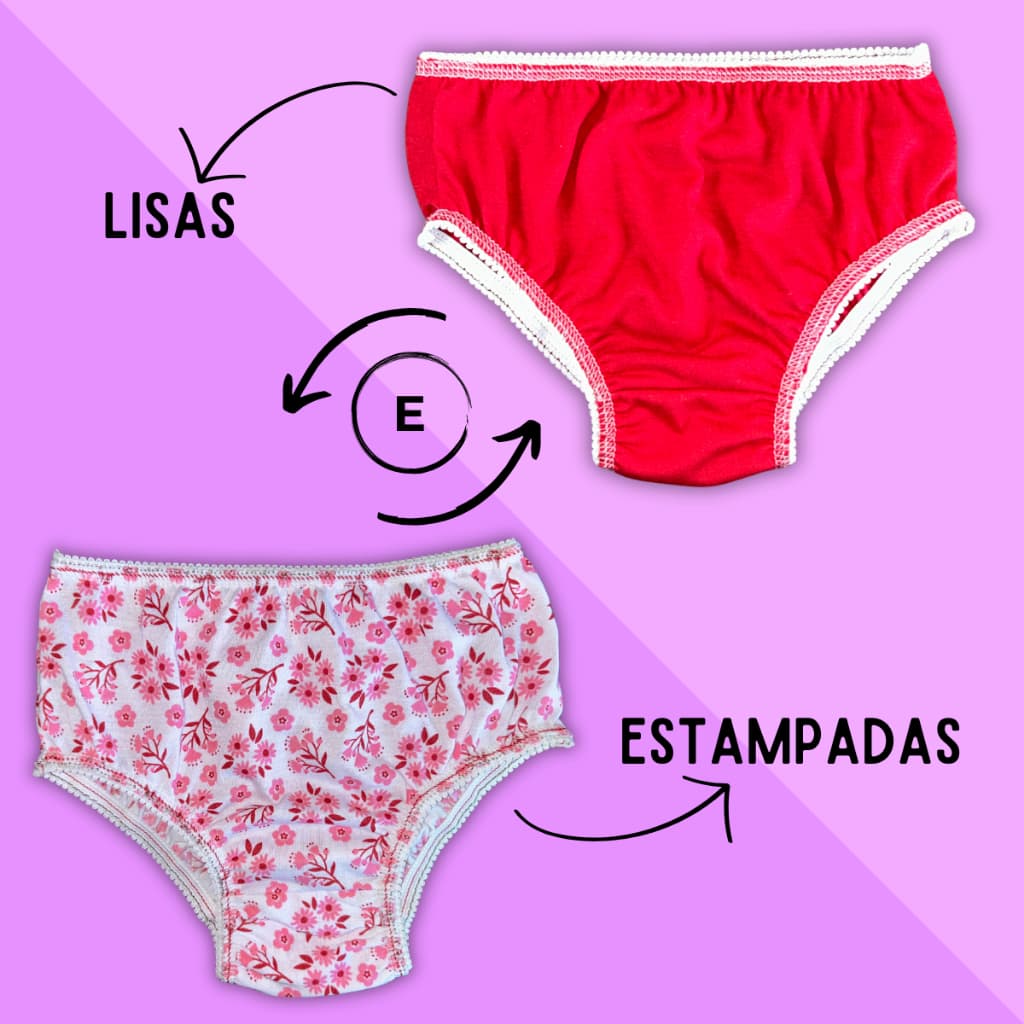 Kit 5 Calcinha Infantil De Algodão Para Menina Criança E Bebê Super Confortável Alta Qualidade