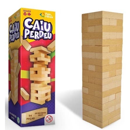 Jogo Caiu Perdeu 54 peças Madeira Original - Pais e Filhos