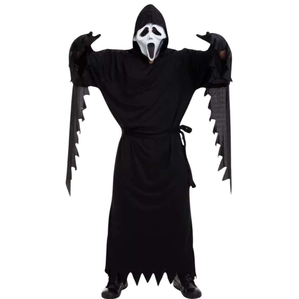 Fantasia Panico Morte Adulto Capa Mascara Festa Halloween