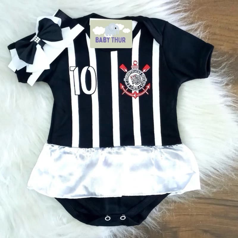 Body Bebê Temático Corinthians Mesversario menino menina