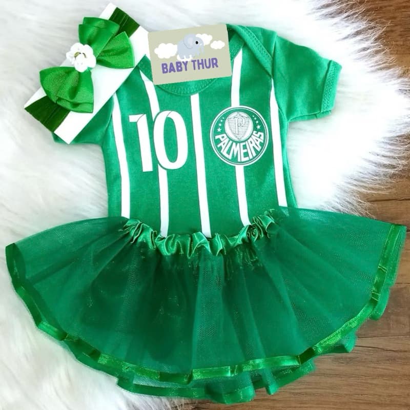 Body Bebê Palmeiras Menino Menina Body + Laço Mesversario Temático