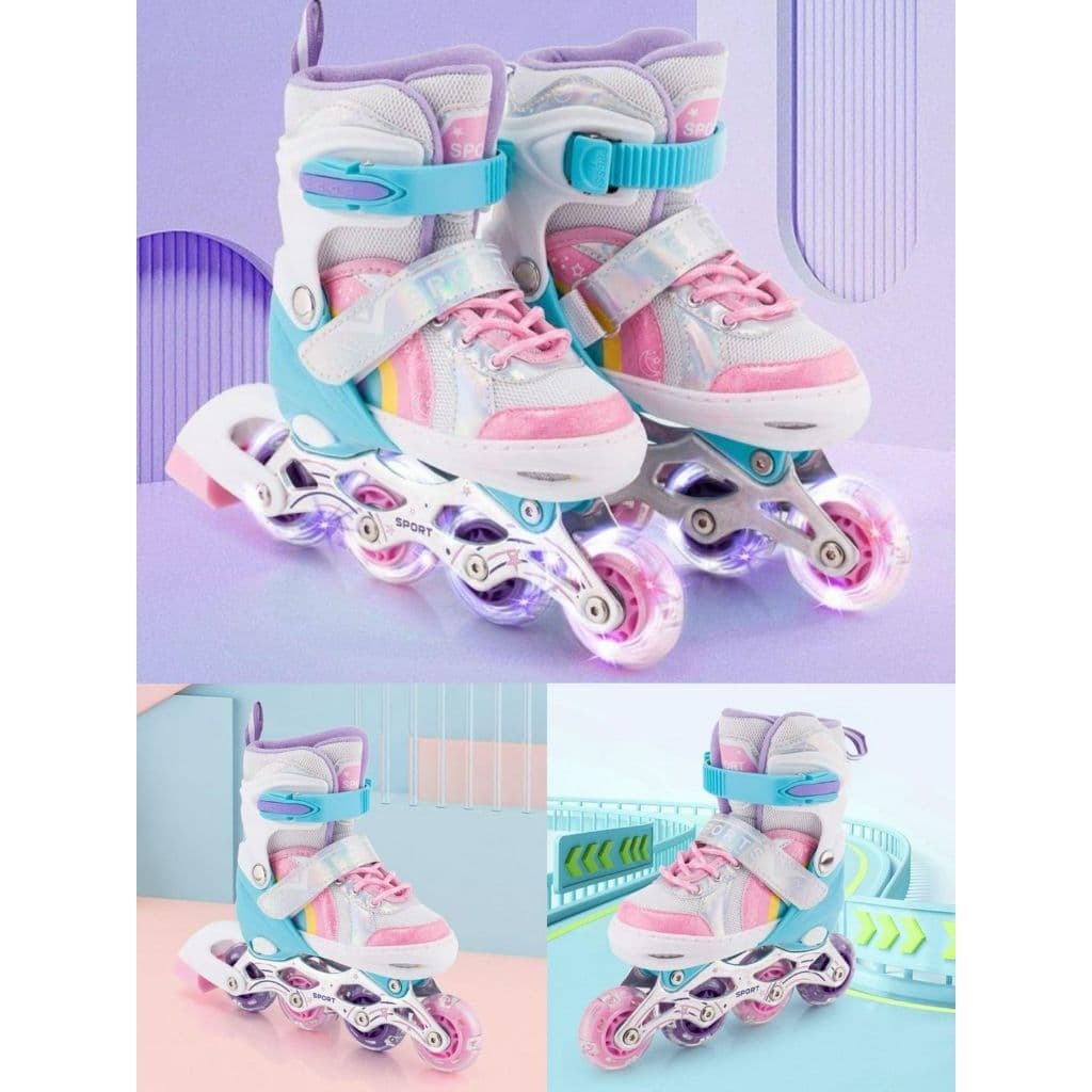 Patins Roller Inline Ajustável Com Luz De Led Várias Cores