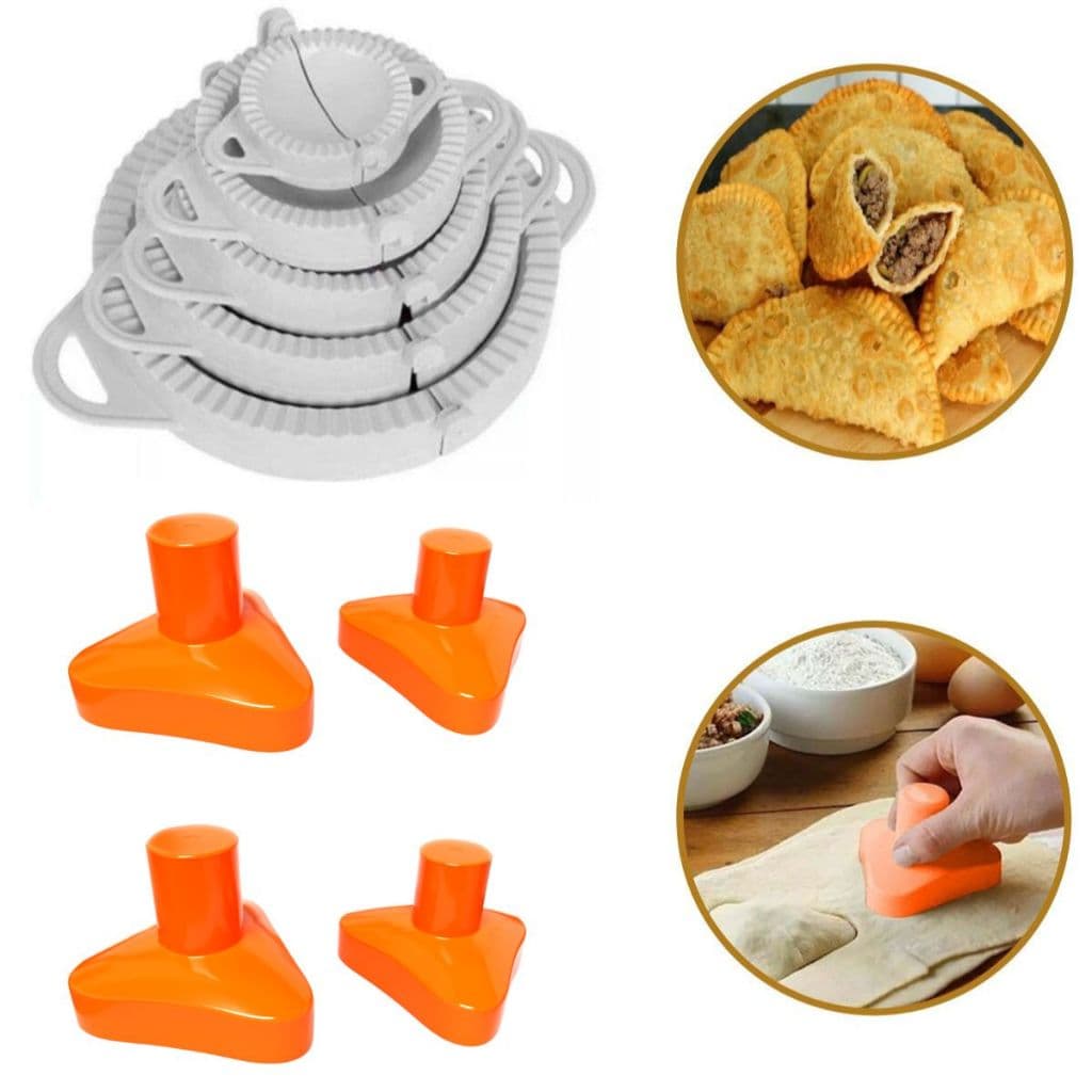 Kit Fecha Pastel Formas Modeladores Cortadores De Risole Salgados + 4 Molde Esfiha Caseira e Padaria