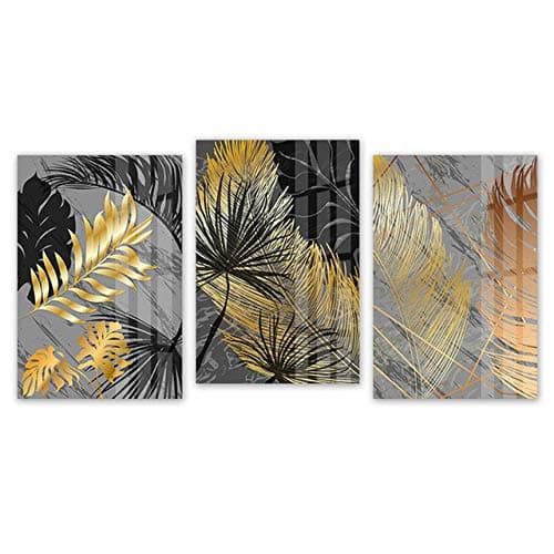 Kit Quadros Decorativos 3 Peças Folhas Natureza Floresta Flor Selva Amazônia