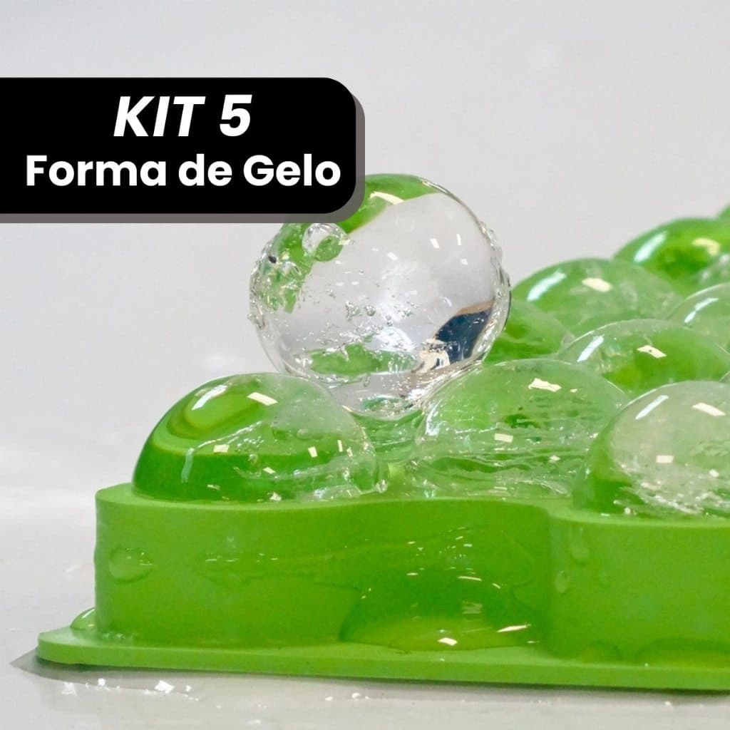 Kit 5 Forma De Gelo Bolinha Esfera Tampa Whisky Drink Gin