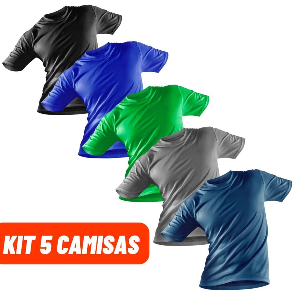 Kit 5 Camisas Masculino com Proteção UV 50+ Manga Curta Blusa Térmica