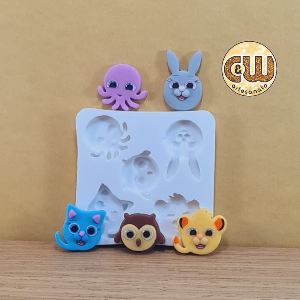 Molde Silicone MINI Turma do Bolo Fofo  - Decoração, Confeitaria e Artesanato – Biscuit - Festa
