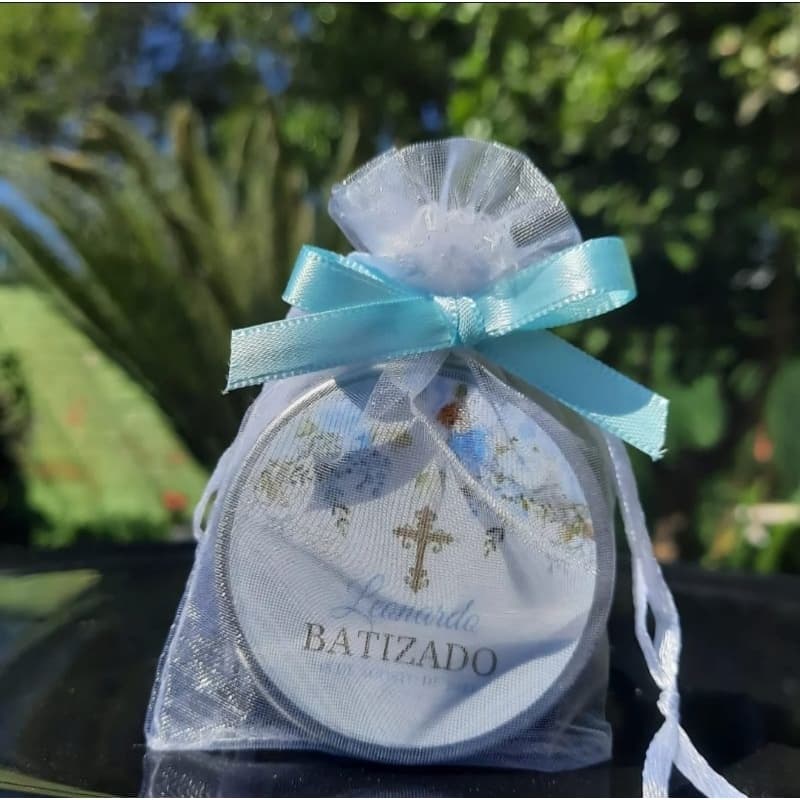Vela Perfumada na Latinha para Lembrancinha de Batizado - Kit com 10 unidades