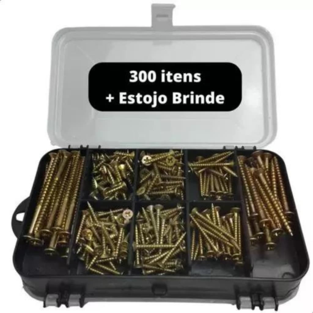 Kit 300 Parafusos Philips E Buchas No Estojo Organizador