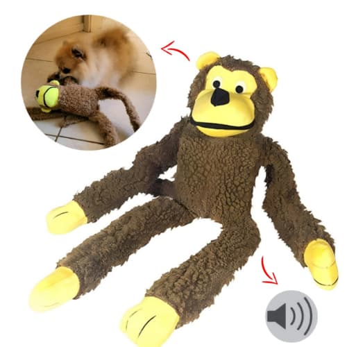 Brinquedo Pelúcia Elo Imports Macaco Apito Para Cães Pet Cor Marrom