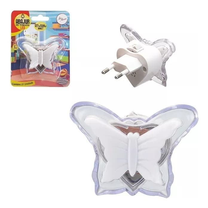 Abajur de tomada Borboleta Luz Noturna de LED Bivolt