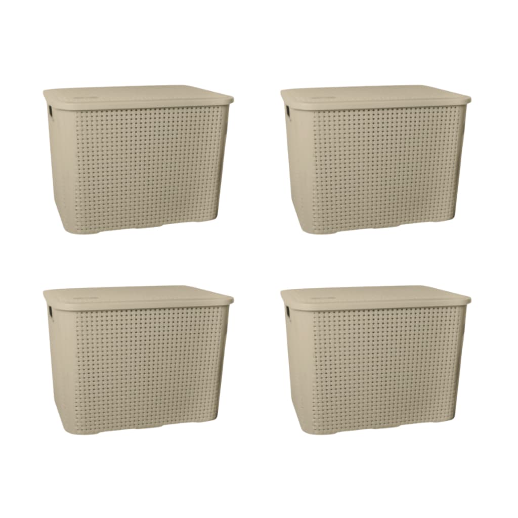 Kit com 4 Caixas Organizadoras Grande Rattan Com Tampa 26 Litros