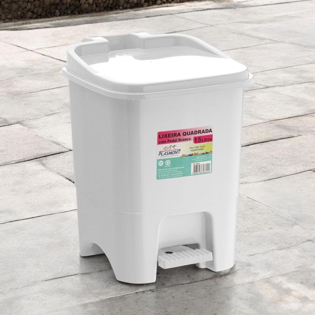 Kit 4 Lixeiras Plástica Resistente 15 Litros Cesto De Lixo Com Pedal