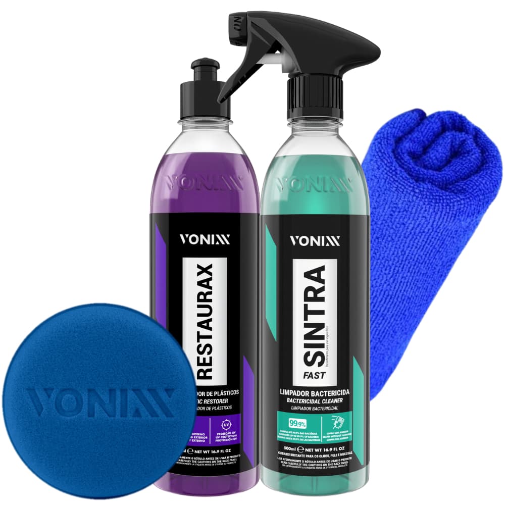 Restaurador de Plasticos Restaurax Vonixx Sintra Fast Limpador Bactericida Toalha