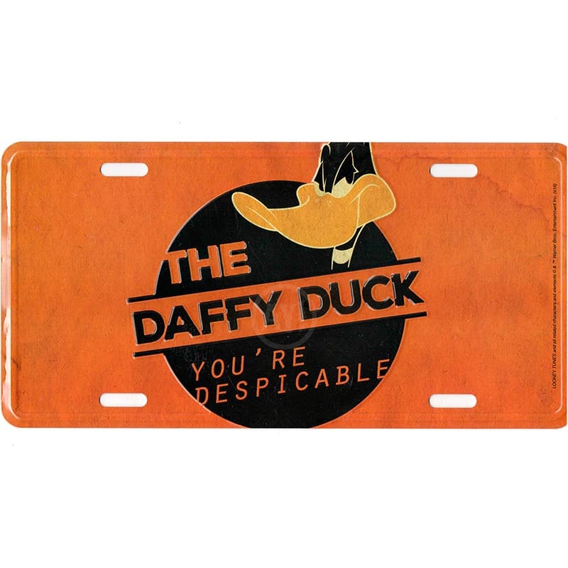 Placa Decorativa Metal Looney Tunes Patolino - Daffy Duck 15x30cm