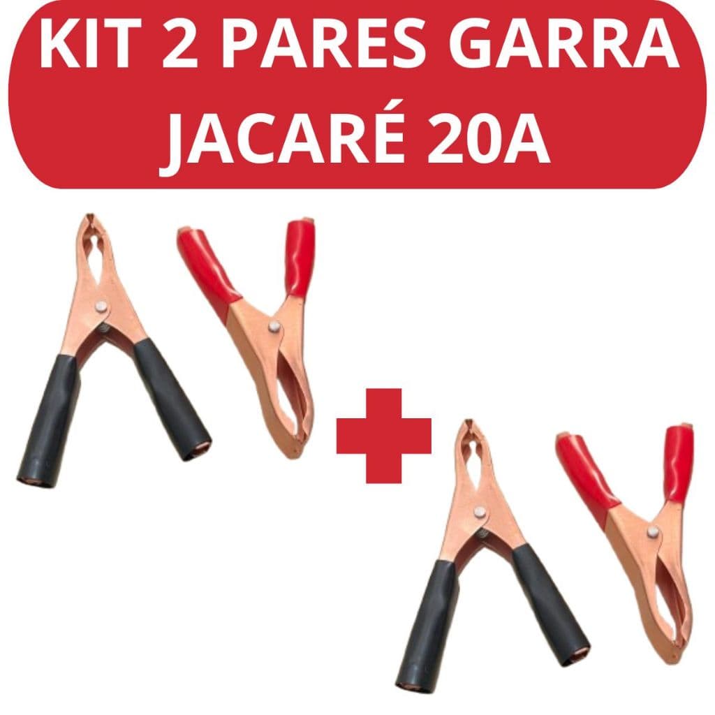 Kit 4 Garras De Bateria Tipo Jacaré Reforçada 20a Para Cabo De Chupeta Espaguete Grampo Eletrico
