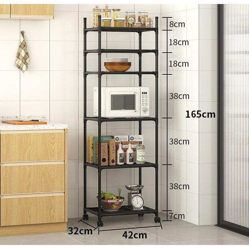 Estante Preta Organizadora de aco 5 e 6  Prateleiras com Roda Multiuso Utilidades Modular