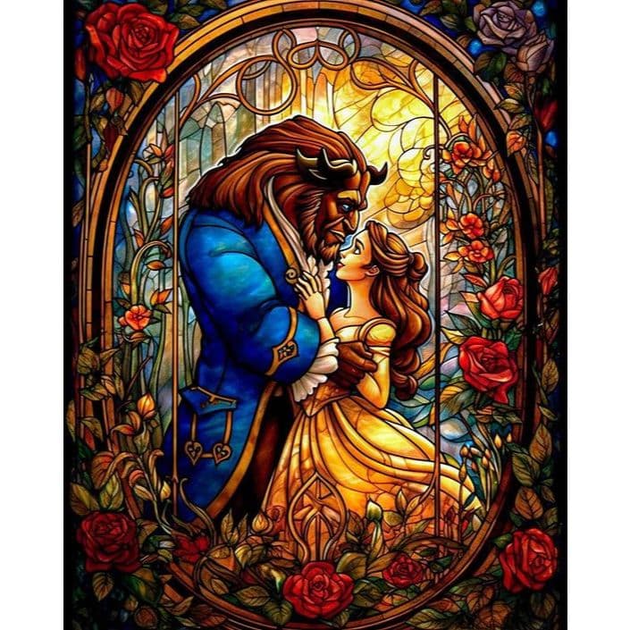 Kit Pintura Diamante 5D Bela e a Fera da Disney Tamanho 20X25cm DIY