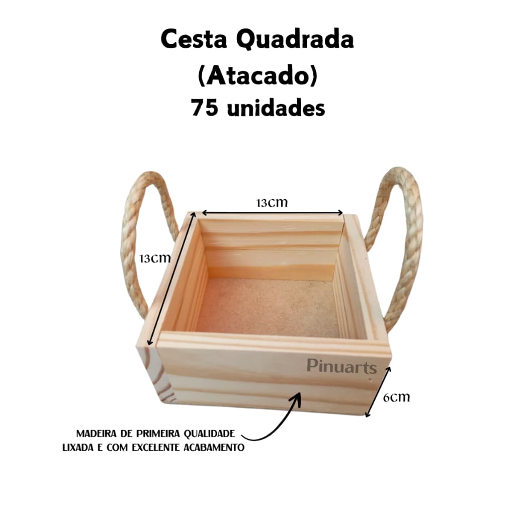 Kit com 75 Cestas Quadradas de Madeira Pinus Para Presentes de Natal ou Decorações ( Atacado )