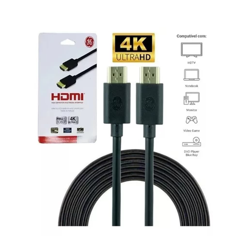 Cabo Hdmi Ge 4k Ultrahd V2.0 Ouro Fullhd 1080p 1.8 Metros