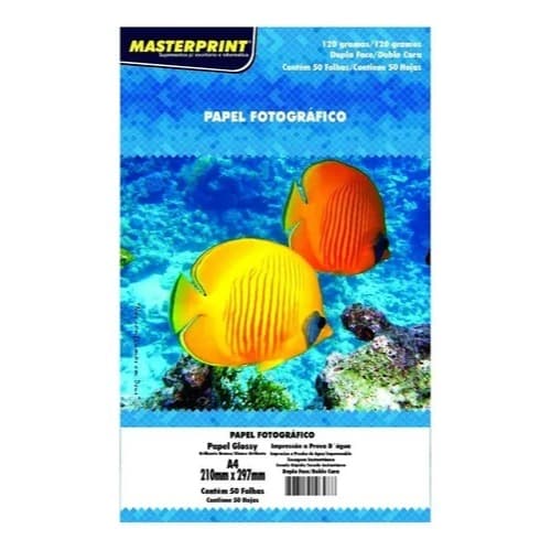 Papel Dupla Face Glossy 120g A4 Branco Masterprint 50 Folhas