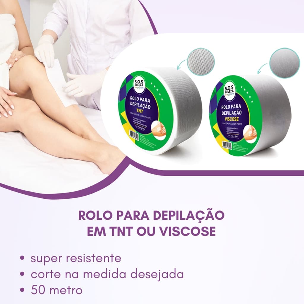 Lenço em Rolo para depilação tnt ou viscose - 7,00 cm X 50 m