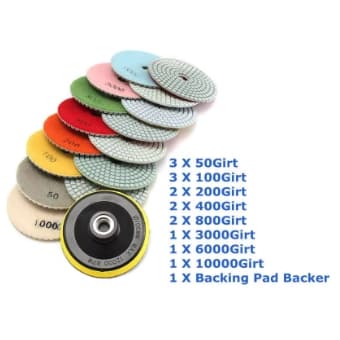 Almofadas de polimento 15 pçs  kit molhado/seco para granito pedra concreto mármore polimento