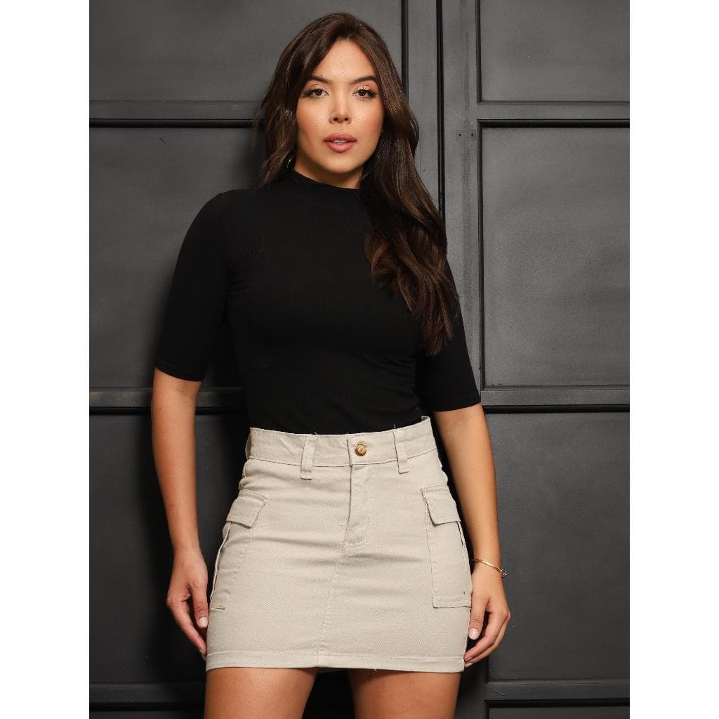 saia cargo jeans levanta bum bum Com Elastano Moda Verão Blogueira Tendência