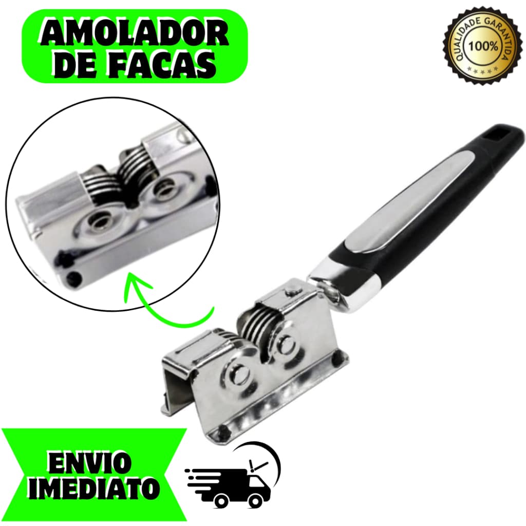 Amolador Afiador De Facas tesoura canivete Aço Inox Profissional, Pratico kit com 1 ou 2 peças
