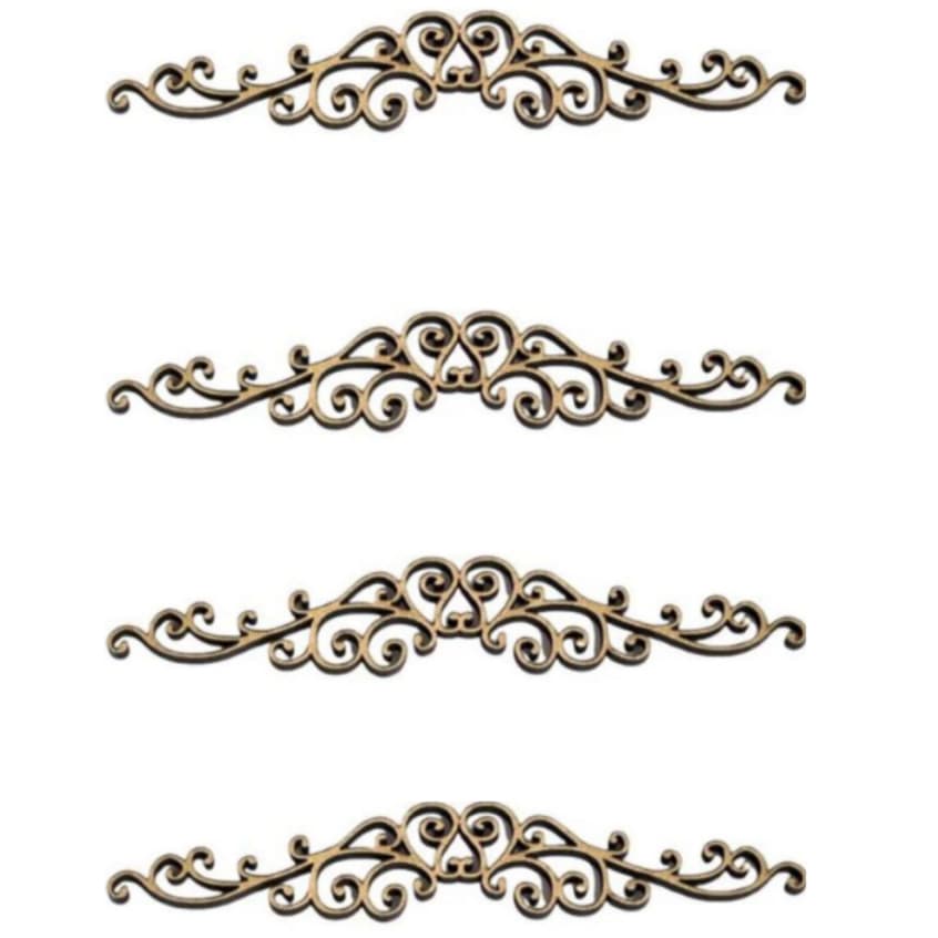 kit 04 Aplique recorte Cantoneira decorativa Luxo enfeite centro de caixa madeira mdf artesanato