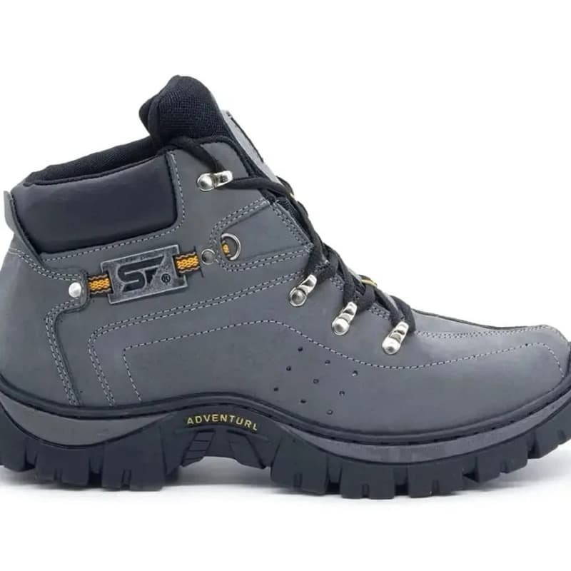 Botas Da Moda Masculina Couro Sola em Borracha Tratorada e palmilha em gel