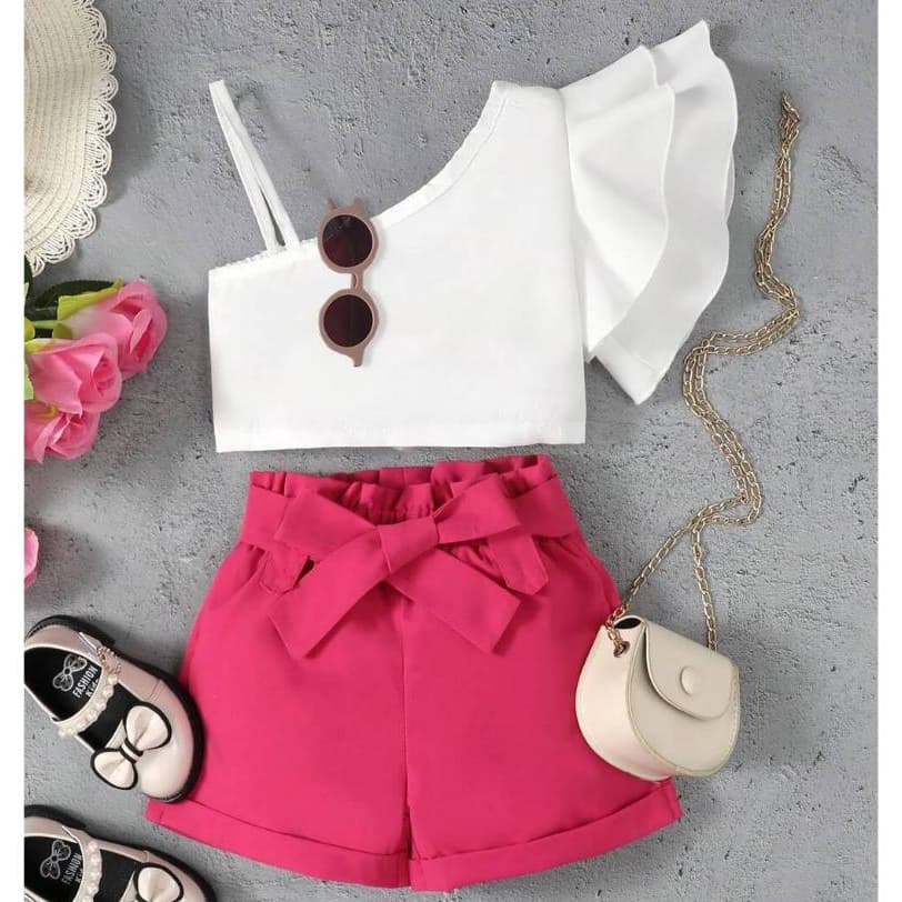 Conjunto de Alfaiataria para Menina - Conjunto de Verão Infantil para Menina  - Conjunto Feminino Infantil Juvenil