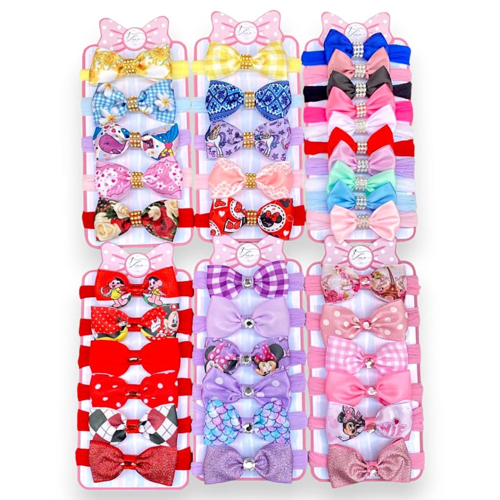 Mini laços de bebê Kit 38 Lacinhos de Bebê Cetim laços de cabelo Rn infantil Tiarinha Faixinha