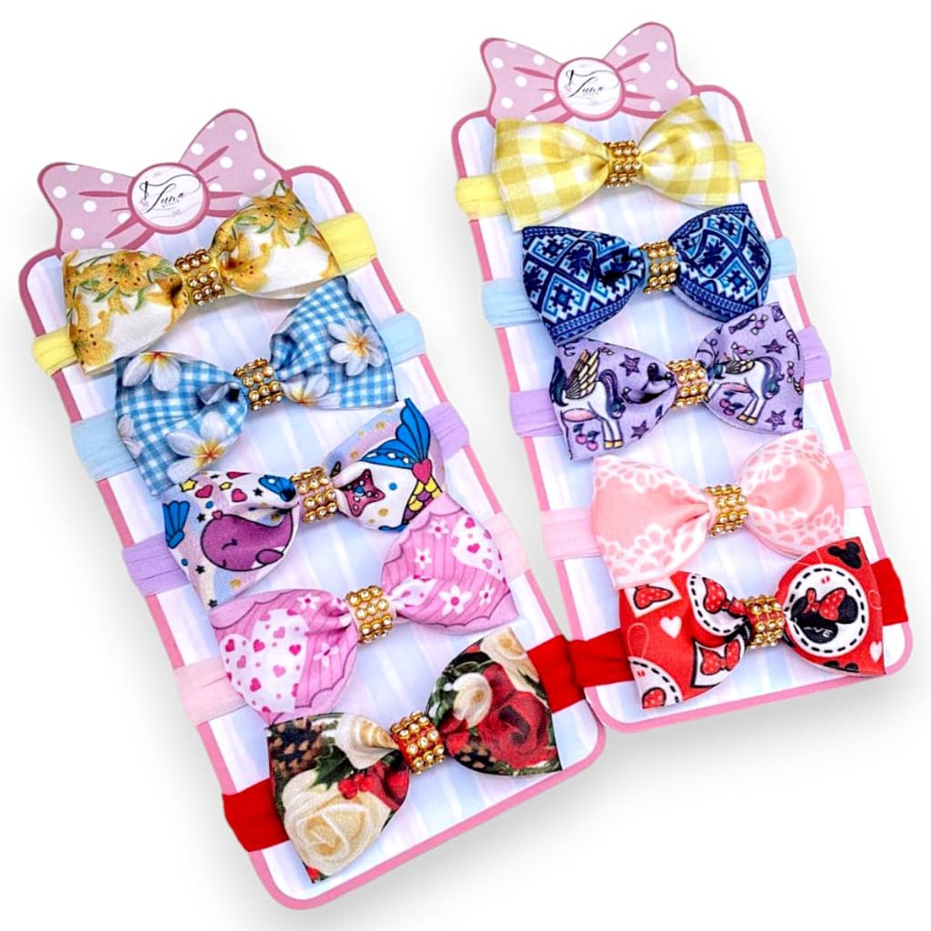 Mini laços de bebê Kit 10 Lacinhos de Bebê Cetim laços de cabelo Rn infantil Tiarinha Faixinha