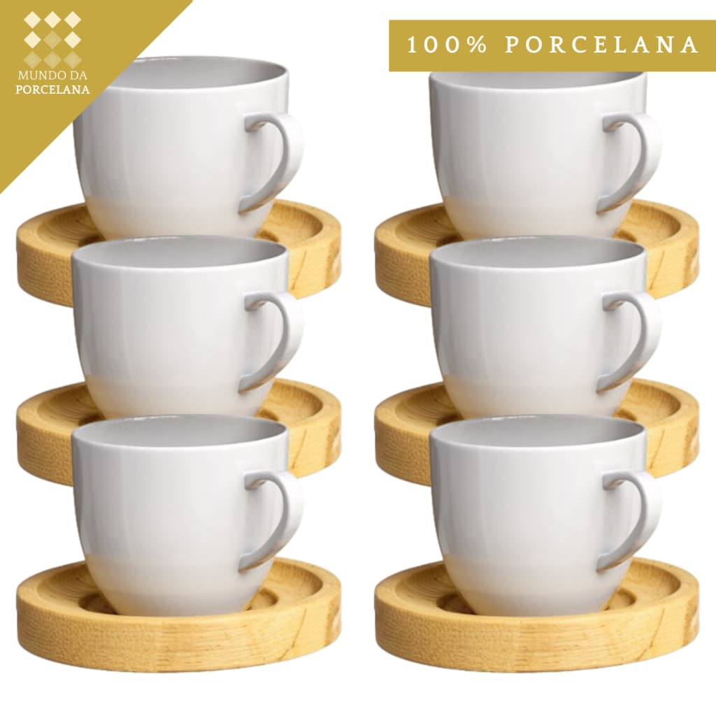 Xicara E Pires Café Kit De Xicaras Porcelana Branca Chicaras 170ml