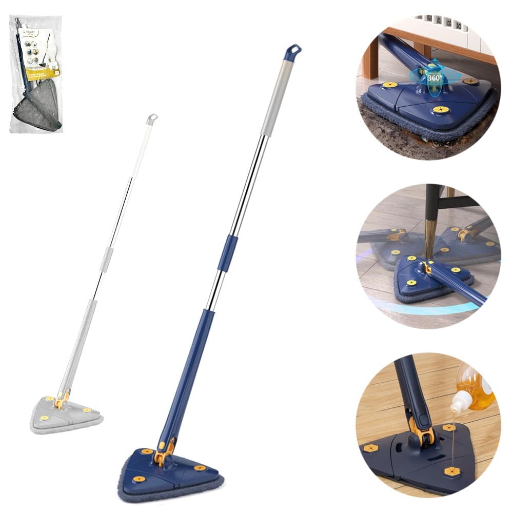 ESFREGAO MOP TRIANGULAR 360º COM 1 REFIL + CABO INOX 120CM