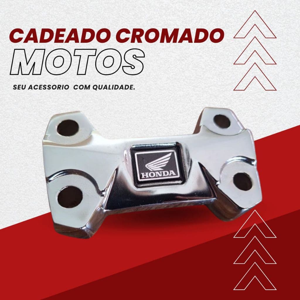 Mancal Mesa Cadeado do Guidao Titan Fan Start Cg 150 160 Cromado/Preto + BRINDE SELO - MODELO 2025