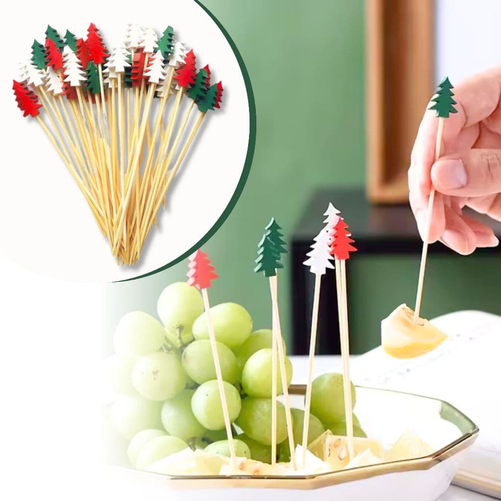 Palito Para Petisco Espetinho Para Petisco Decorado Enfeite Natal Papai Noel Pinheirinho