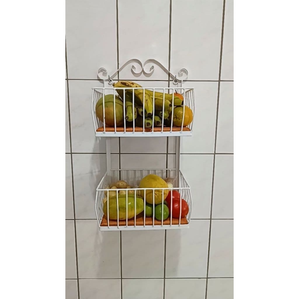 fruteira parede com dois cestos branca