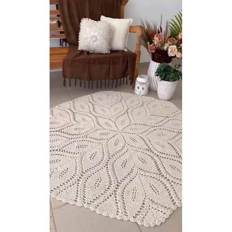 tapete folha de café cru croche para sala quarto decoração tapetes
