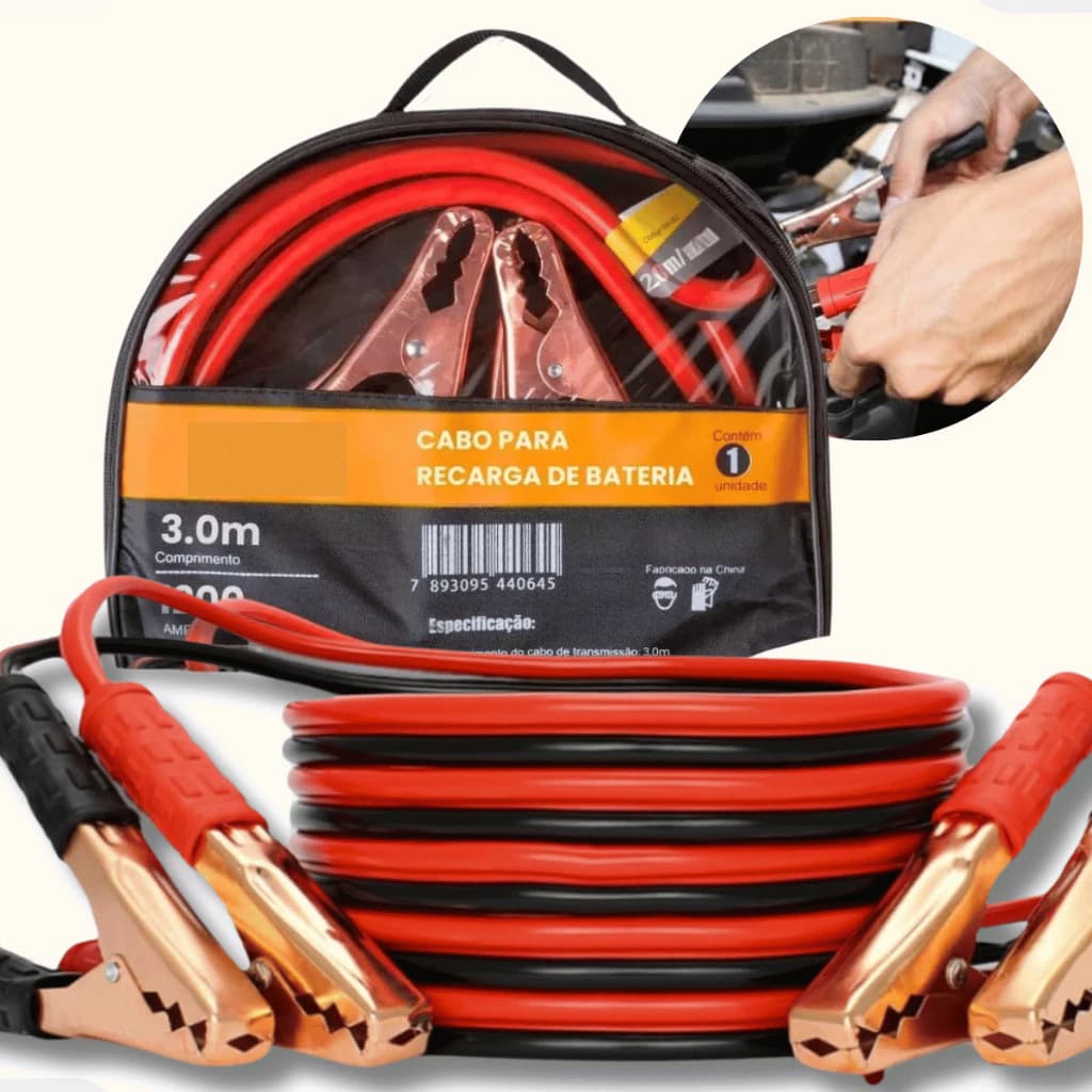 Cabo Chupeta Carregador Bateria 800-1000amp Carro Caminhao Moto 2.5m envio rápido