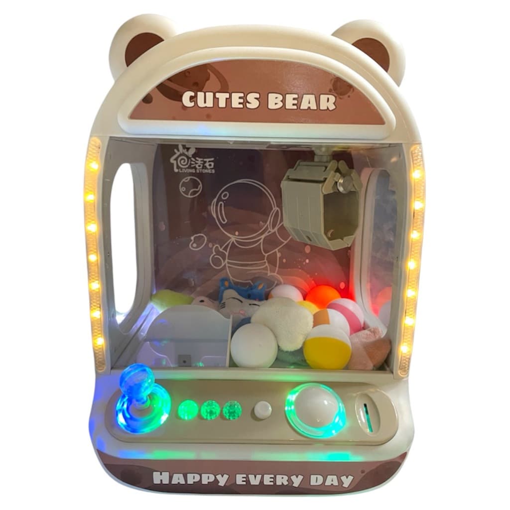 Mini Maquina de Pegar Bichinhos Ursinho Pelucia Infantil com garra automatica luzes e som