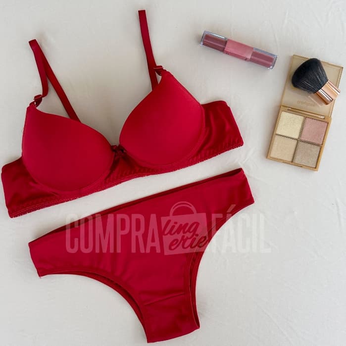Conjunto Básico Sutiã Com Bojo Calcinha Comum Em Microfibra Lisa Confortável Funcional Tradicional